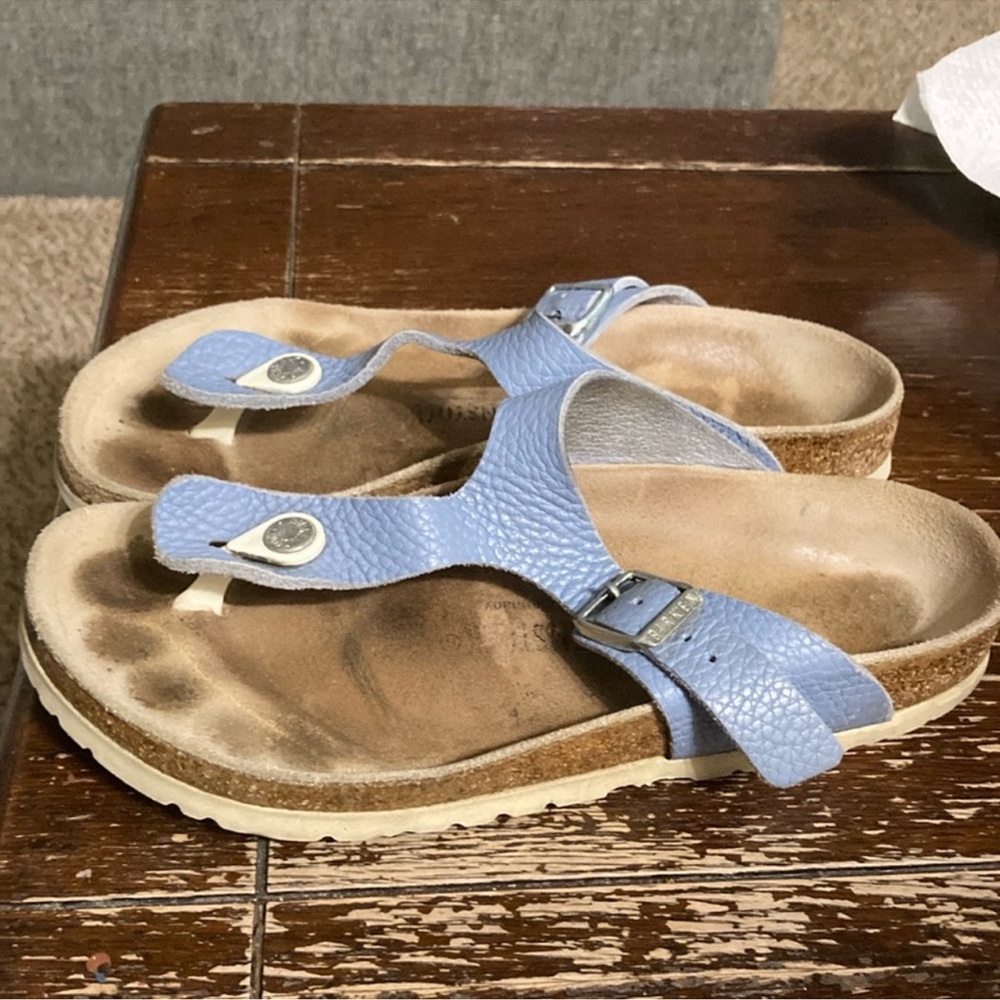 Birkenstock Blue Leather Sandals with Buckle